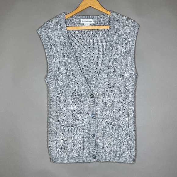 Alfred‎ Dunner Crochet Button Down Gray Vest Size Medium - Picture 2 of 8